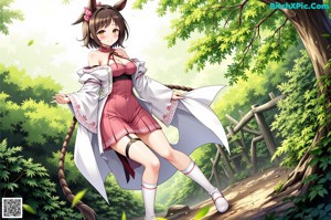 Anime girl in a school uniform sitting on a desk.