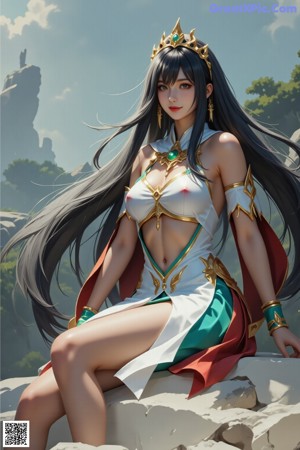 A woman in a bikini sitting on a table.